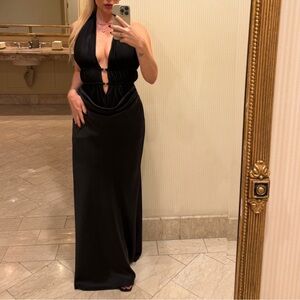 Elegant Black Halter Dress